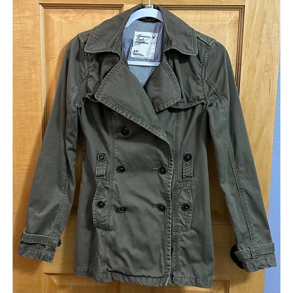 Pre-loved American Eagle Women’s Sz Small Green Army Jacket - Picture 2 of 16